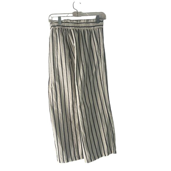 Mine Women's‎ Size Large Linen Blend Striped Belted Flowy Wide Leg Crop Pants - Picture 5 of 7